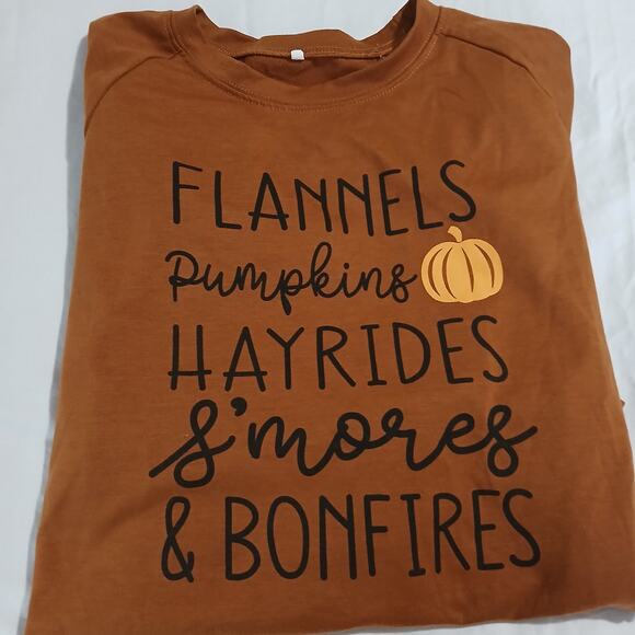 Pumpkin colored Large Long-Sleeve Fall-Themed Knit Shirt Raglan-sleeved - Picture 10 of 10